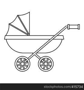Baby stroller icon. Outline illustration of baby stroller vector icon for web. Baby stroller icon, outline style