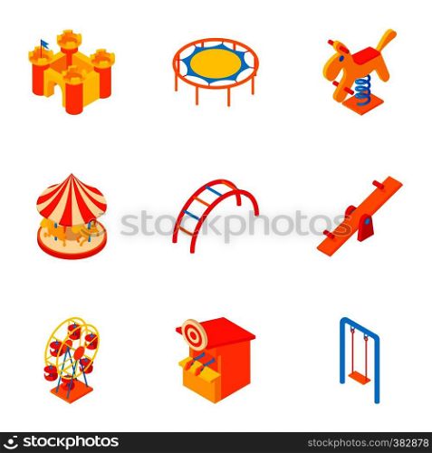 Baby swing icons set. Cartoon illustration of 9 baby swing vector icons for web. Baby swing icons set, cartoon style