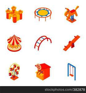 Baby swing icons set. Cartoon illustration of 9 baby swing vector icons for web. Baby swing icons set, cartoon style
