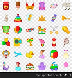 Baby toy icons set. Cartoon style of 36 baby toy vector icons for web for any design. Baby toy icons set, cartoon style