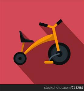 Baby tricycle icon. Flat illustration of baby tricycle vector icon for web design. Baby tricycle icon, flat style