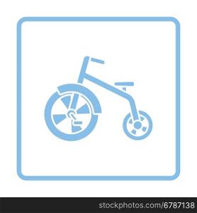 Baby trike ico. Blue frame design. Vector illustration.
