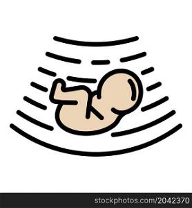 Baby under ultrasound icon. Outline baby under ultrasound vector icon color flat isolated. Baby under ultrasound icon color outline vector
