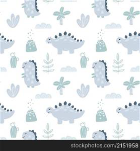 Baby Vector childish boy seamless pattern with hand drawn dino in scandinavian style. Creative kids background for fabric, textile.. Baby Vector childish boy seamless pattern with hand drawn dino in scandinavian style. Creative kids background for fabric, textile