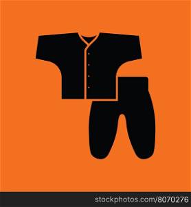 Baby wear icon. Orange background with black. Vector illustration.