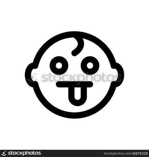 baby with tongue stuck out, icon on isolated background