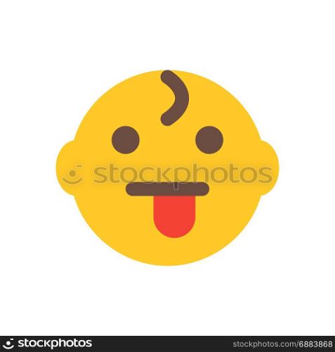 baby with tongue stuck out, icon on isolated background,