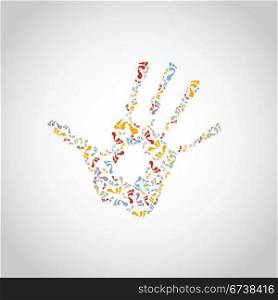 Bacground with abstract hand print. | Vector illustration.