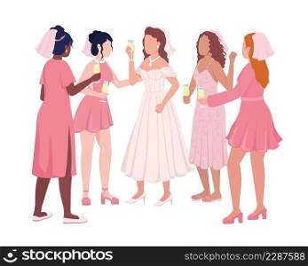 Bachelorette night semi flat color vector characters. Standing figures. Full body people on white. Festive celebration simple cartoon style illustration for web graphic design and animation. Bachelorette night semi flat color vector characters