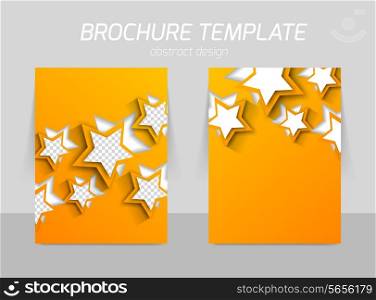 Back and front flyer template design in orange color with cut out star