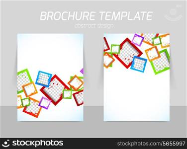 Back and front flyer template design with colorful grunge squares