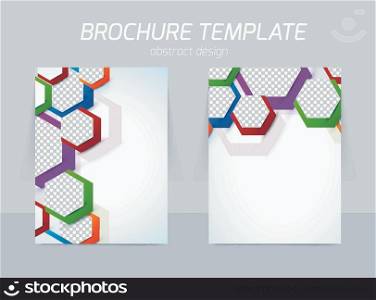 Back and front flyer template design with colorful hexagons