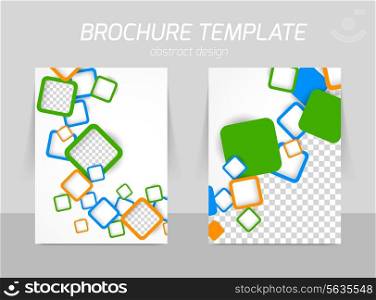 Back and front flyer template design with colorful squares