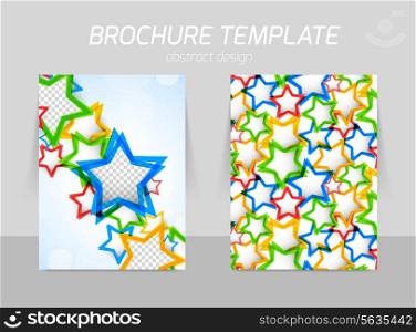 Back and front flyer template design with colorful stars