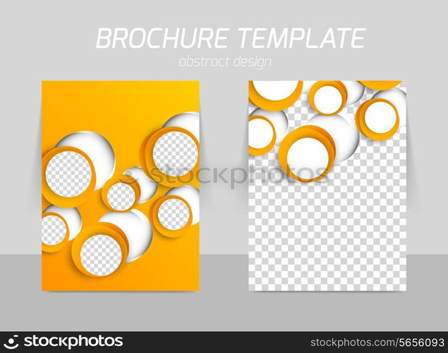 Back and front flyer template design with cut out orange circles