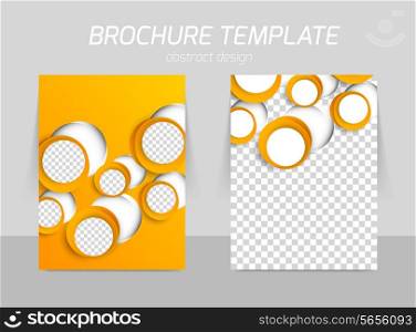Back and front flyer template design with cut out orange circles