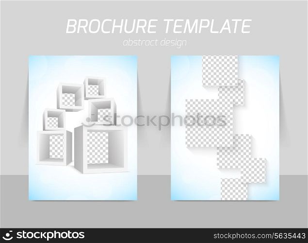 Back and front flyer template design with empty cubes and squares