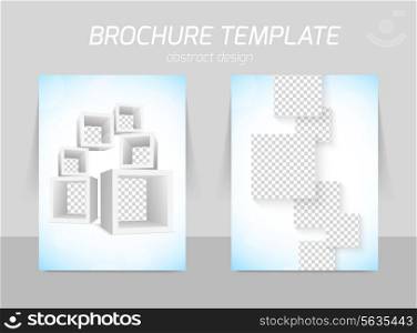 Back and front flyer template design with empty cubes and squares