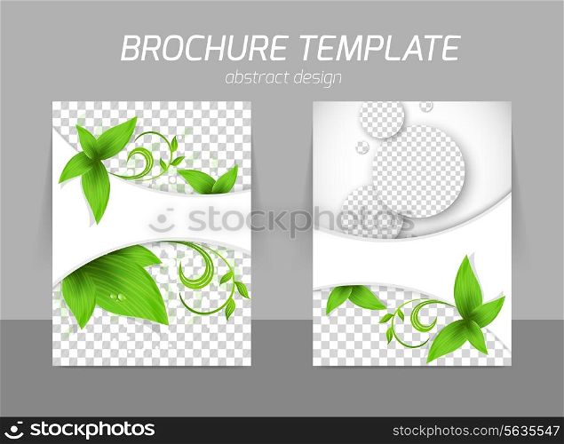 Back and front flyer template design with leaves and eco concept