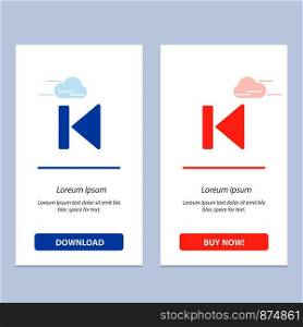 Back, Beginning, Control, Media, Start Blue and Red Download and Buy Now web Widget Card Template