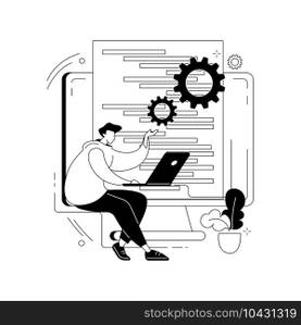 Back end development abstract concept vector illustration. Software development process, computer application, program code, programming language. Writing API and interface code abstract metaphor.. Back end development abstract concept vector illustration.