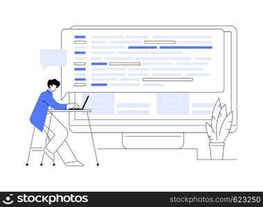 Back end development abstract concept vector illustration. Software development process, computer application, program code, programming language. Writing API and interface code abstract metaphor.. Back end development abstract concept vector illustration.