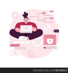 Back end development abstract concept vector illustration. Software development process, computer application, program code, programming language. Writing API and interface code abstract metaphor.. Back end development abstract concept vector illustration.