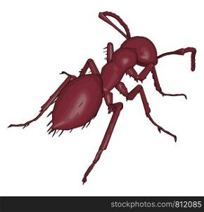 Back of a 3D ant, illustration, vector on white background.