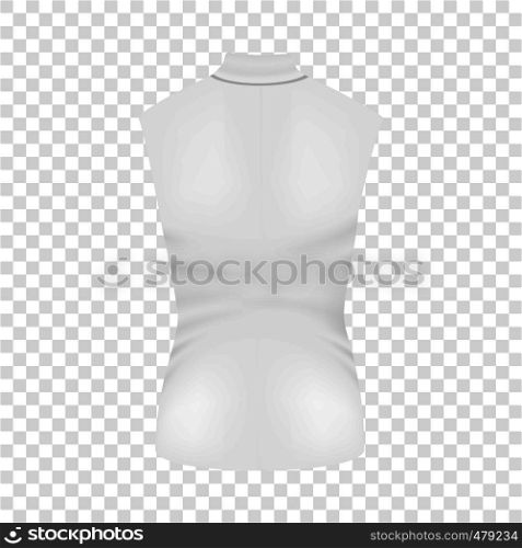 Back of white sleeveless tshirt mockup. Realistic illustration of vector mockup for web. Back of white sleeveless tshirt mockup