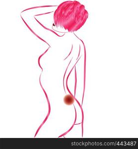 Back pain female body vector illustration on a white background