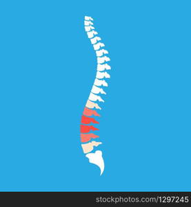 Back pain vector icon illustration isolated on blue background