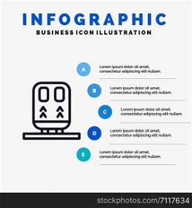 Back, Railway, Train, Transportation Line icon with 5 steps presentation infographics Background