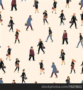 Back to office. Seamless pattern with people going to work.. Seamless pattern with people going to work.