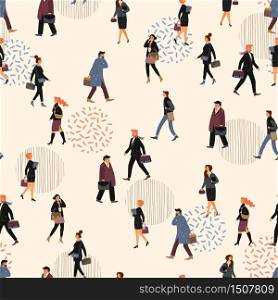 Back to office. Seamless pattern with people going to work.. Seamless pattern with people going to work.