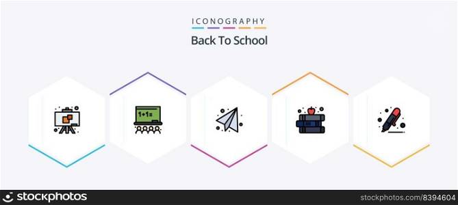 Back To School 25 FilledLine icon pack including highlighter. drawing. education. back to school. school