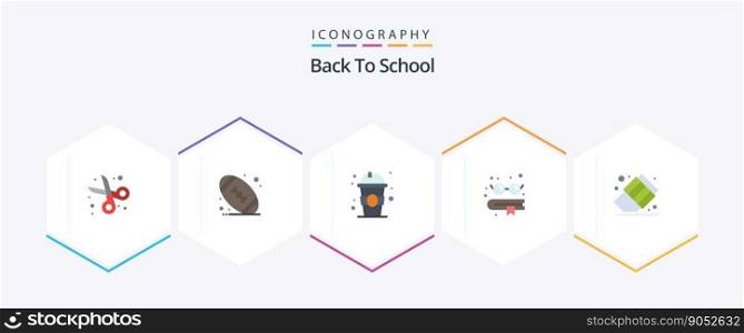 Back To School 25 Flat icon pack including erase. back to school. drink. glasses. book