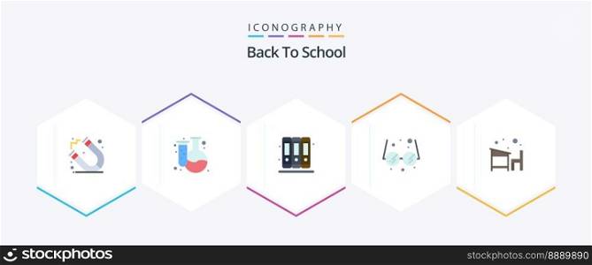 Back To School 25 Flat icon pack including school. education. education. desk. education