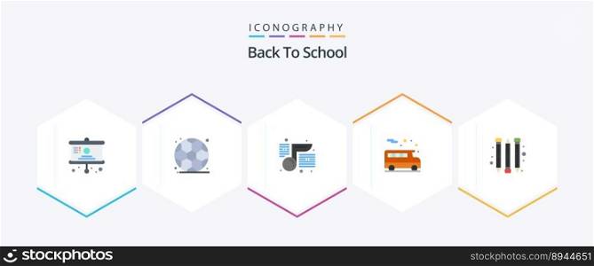 Back To School 25 Flat icon pack including . school supplies. note. pencil. school