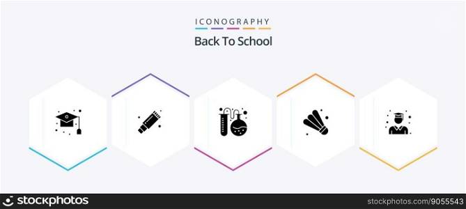 Back To School 25 Glyph icon pack including graduate. sport. stationary. game. education