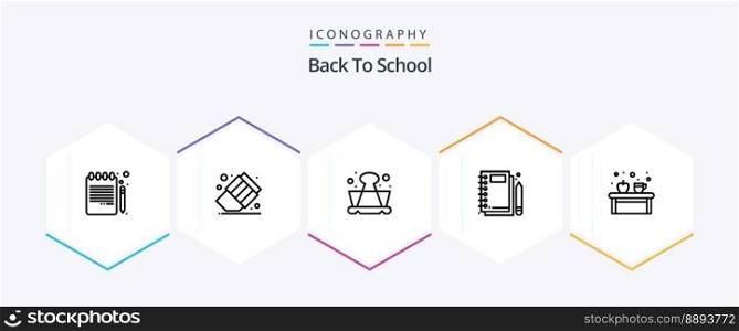 Back To School 25 Line icon pack including cup. writing. education. stationery. notebook