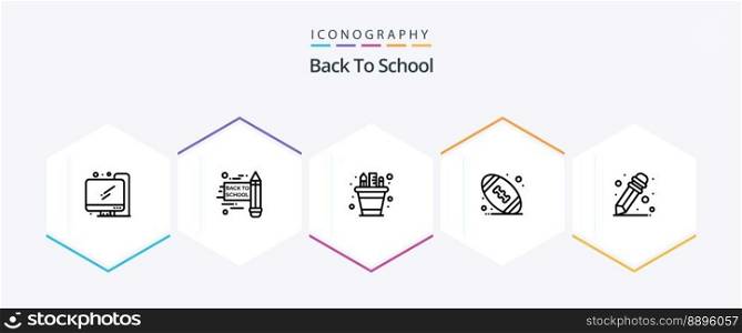 Back To School 25 Line icon pack including . . pencil pot. school supplies. football