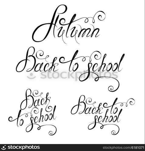 Back To School, Autumn. Typographical Background. Handmade calligraphy.