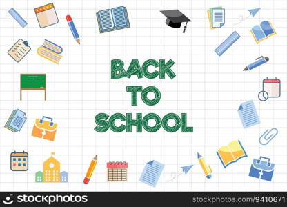 Back to school background vector flat design