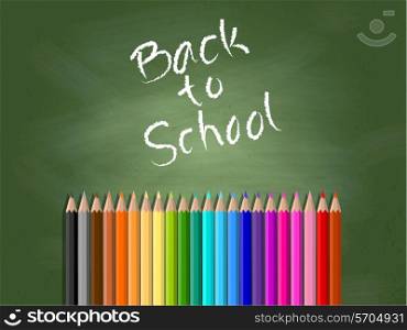 Back to school background with chalkboard and coloured pencils