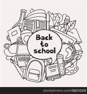 Back to school background with education hand drawn doodles. Back to school background with education hand drawn doodles.