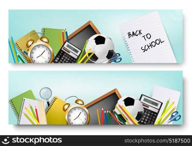 Back to school banners. Vector