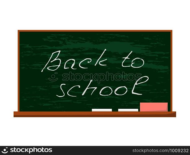 back to school, blackboard and chalk in flat style. back to school, blackboard and chalk in flat