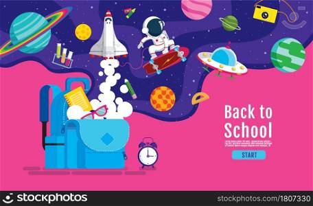 back to school, Book Inspiration, Online Learning, study from home, flat design vector