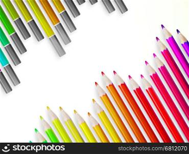 Back to school border of multicolored pensils isolated on white background. plus EPS10 vector file. Back to school with multicolored pensils. EPS10