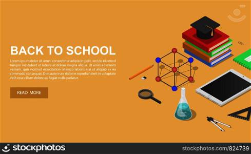 Back to school chemical concept background. Isometric of back to school chemical vector concept background for web design. Back to school chemical concept background, isometric style